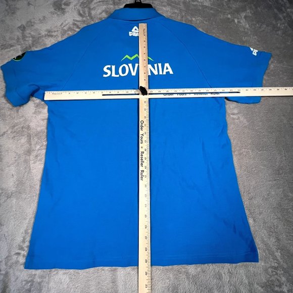 PEAK Slovenia Olympics Polo Shirt Men's Large Blue Short Sleeve 2013 Shirt NEW - Picture 6 of 8